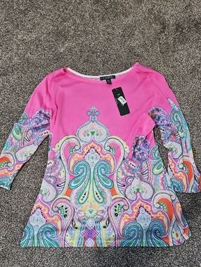 Lauren By Ralph Lauren Pink Paisley-Print Women’s  Top NWT